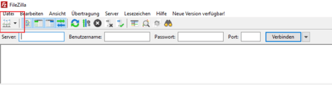 Filezilla Servermanager aufrufen