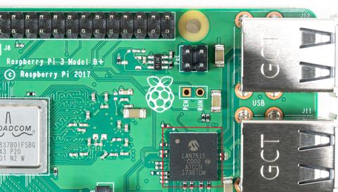 Das LAN-Chip auf Raspberry Pi 3 Model B+